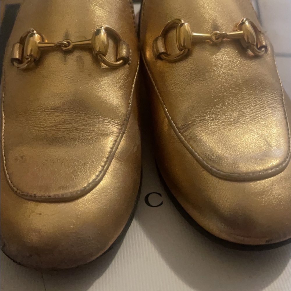 Toddler girl gold gucci sling back